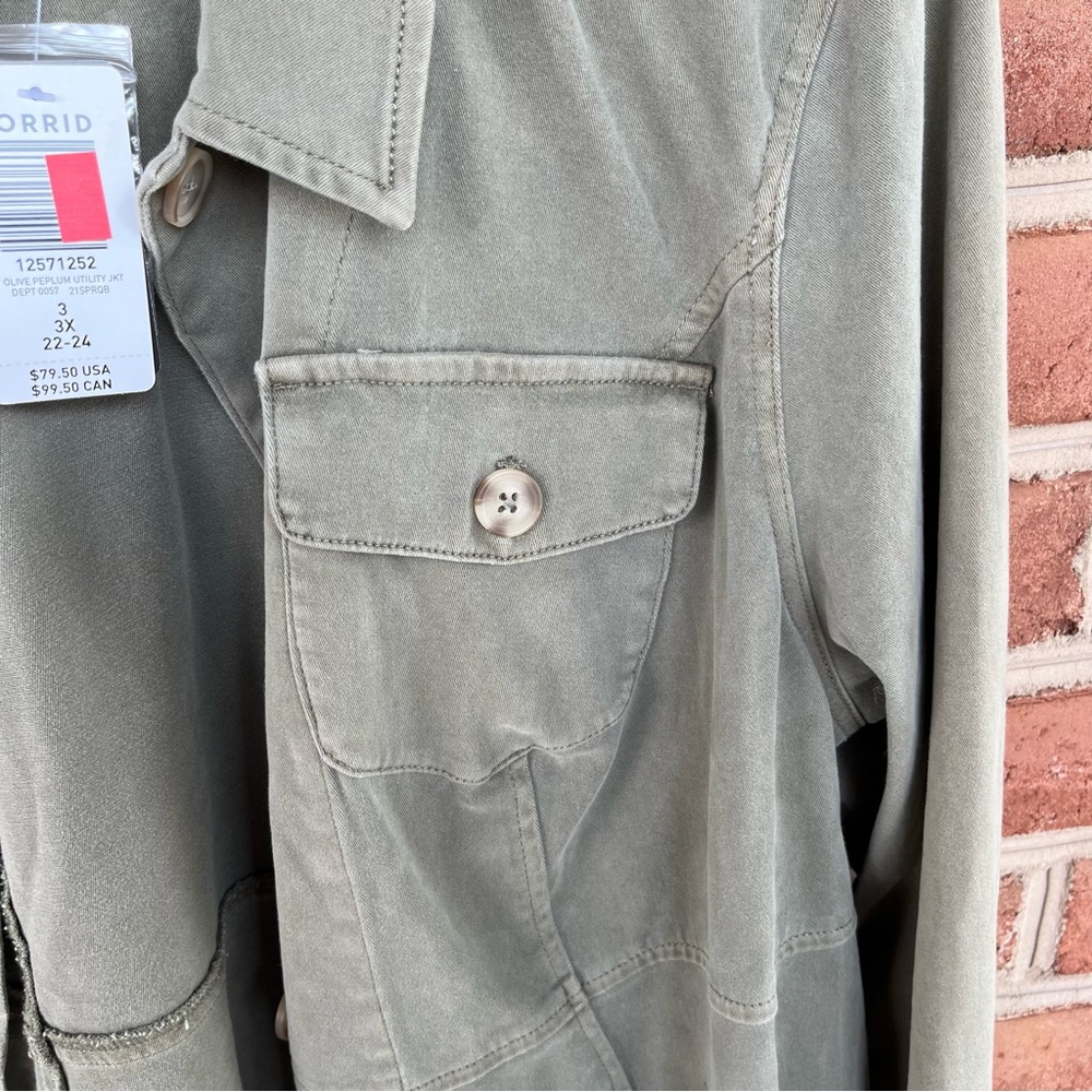 Light olive tility jacket, cotton spandex blend -torrid 3X - Picture 5 of 8